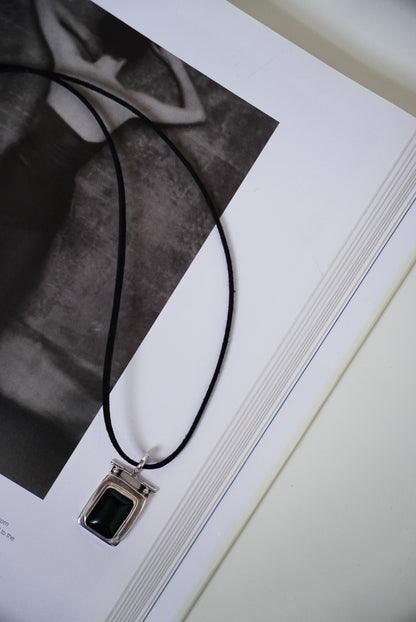 Sterling Onyx Pendant on Black Suede Cord