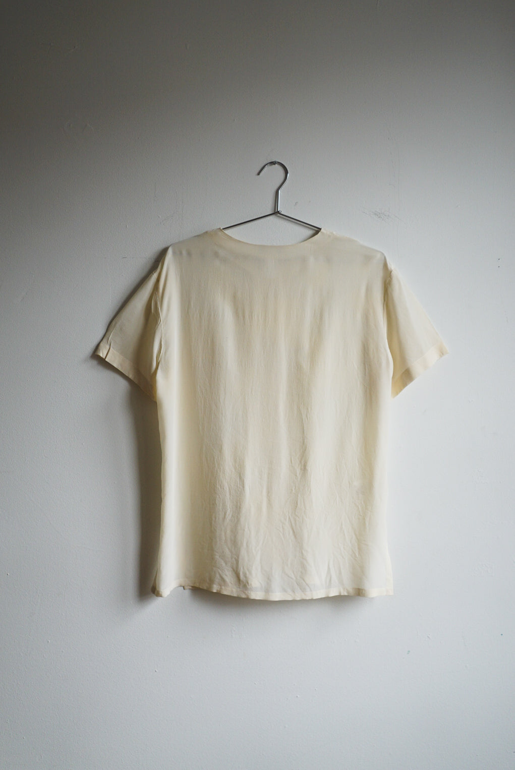 90s Ivory Silk Sheer Button Top