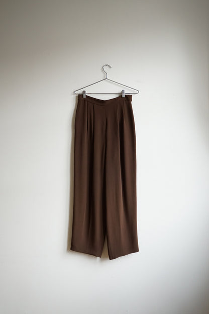 90s Espresso Silk Wide Leg Trousers | 29/30