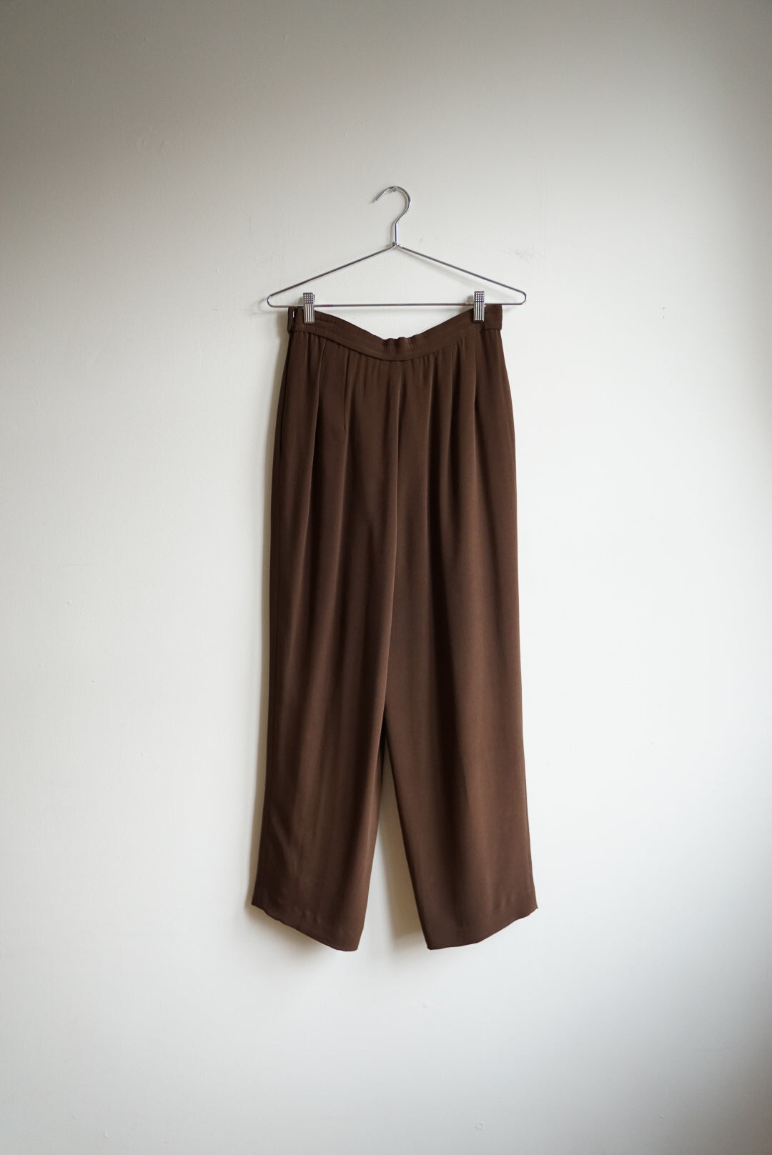 90s Espresso Silk Wide Leg Trousers | 29/30