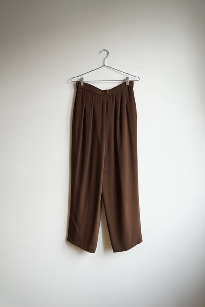 90s Espresso Silk Wide Leg Trousers | 29/30