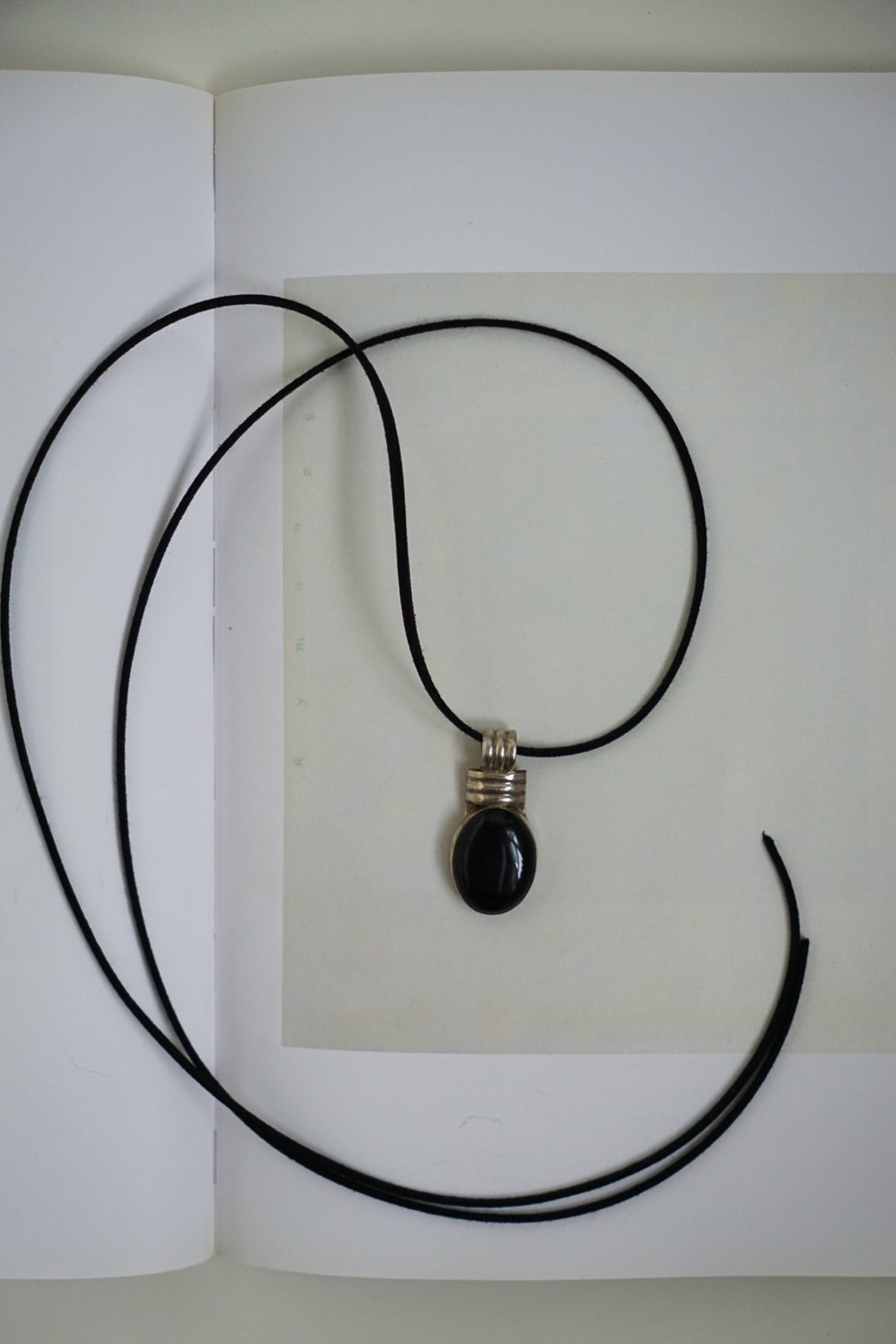Sterling Oval Onyx Pendant on Black Suede Cord