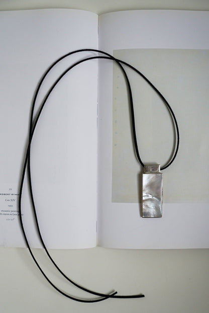 Long Sterling Mother of Pearl Pendant on Black Suede Cord