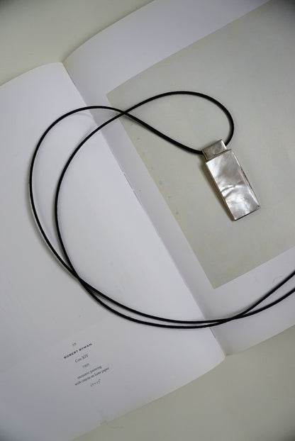 Long Sterling Mother of Pearl Pendant on Black Suede Cord