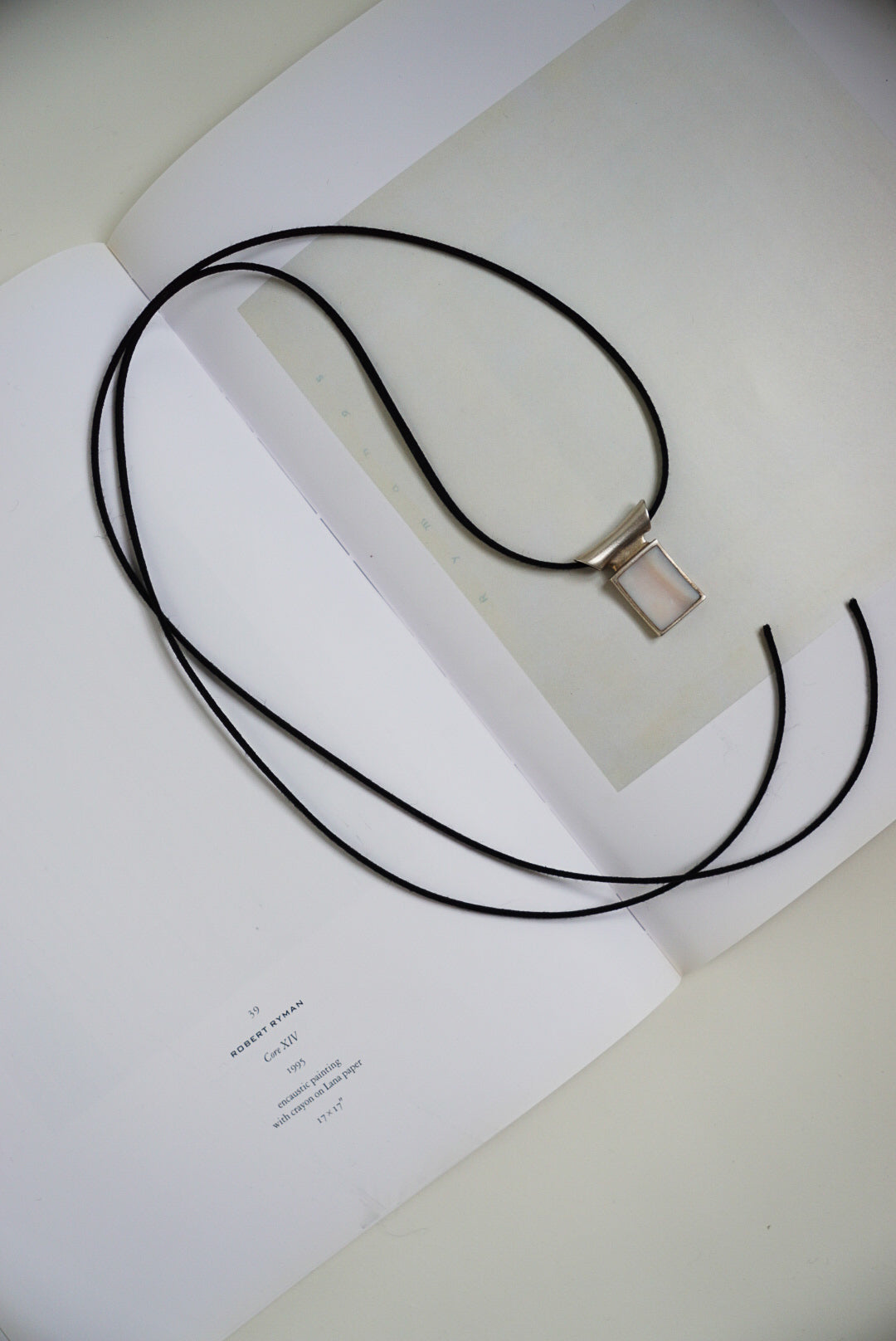 Sterling Mother of Pearl Pendant on Black Suede Cord