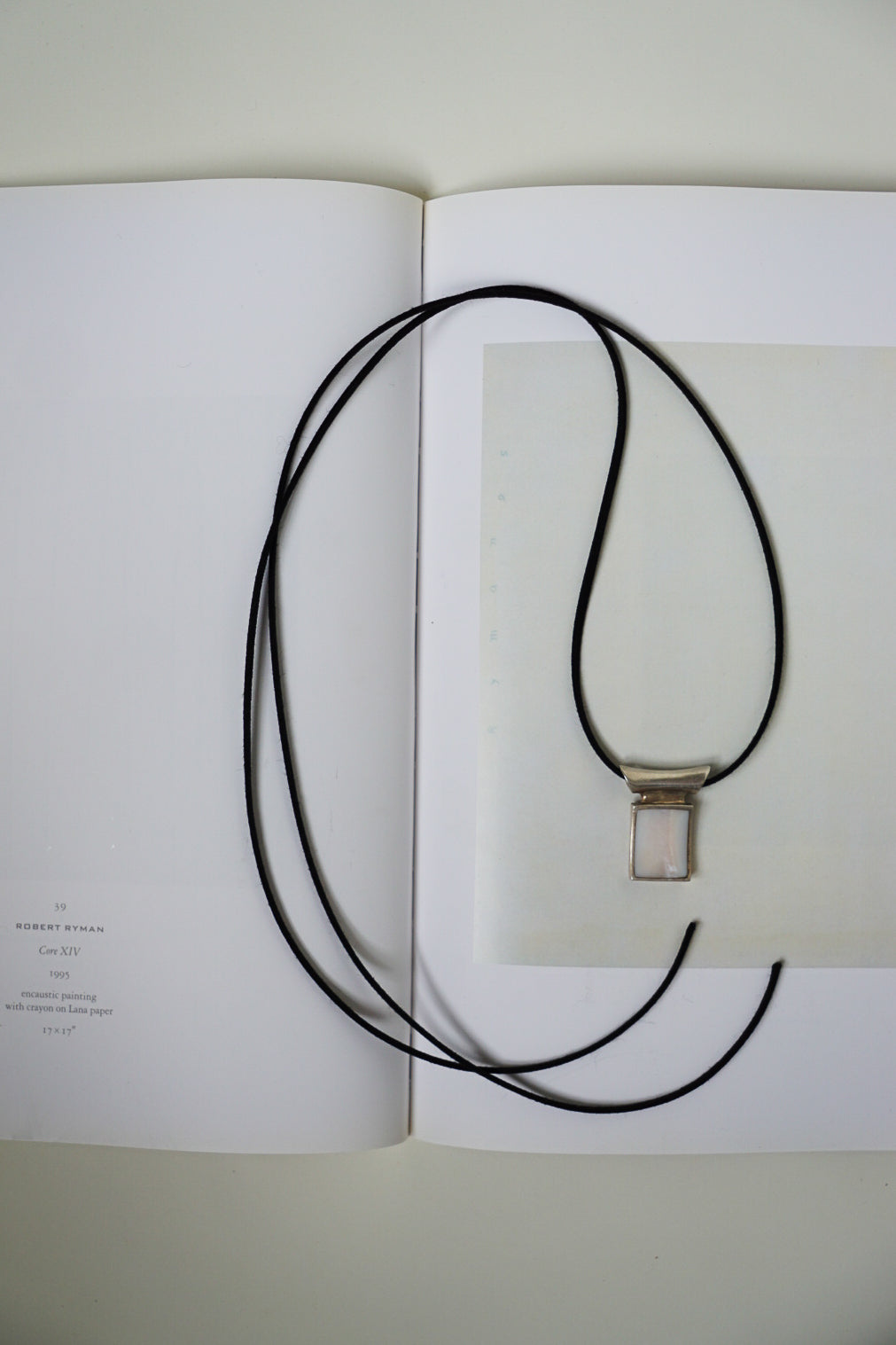 Sterling Mother of Pearl Pendant on Black Suede Cord