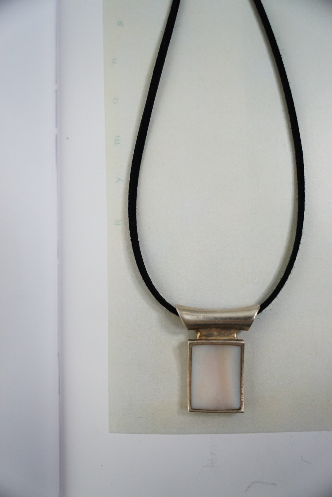 Sterling Mother of Pearl Pendant on Black Suede Cord