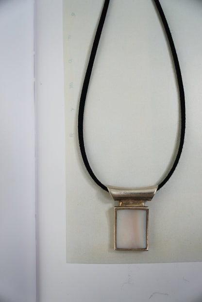 Sterling Mother of Pearl Pendant on Black Suede Cord