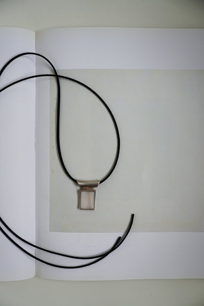 Sterling Mother of Pearl Pendant on Black Suede Cord