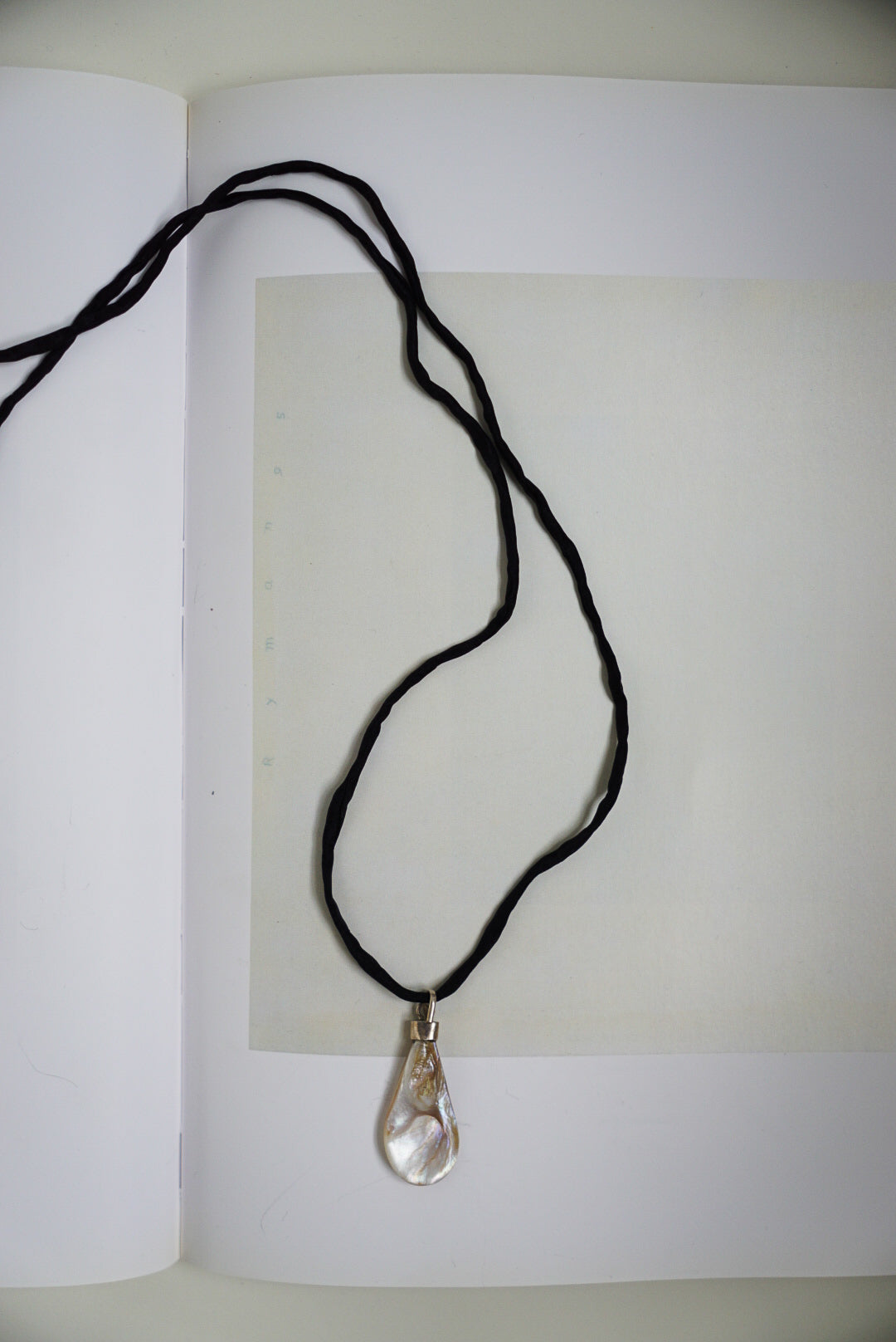 Sterling Baroque Pearl Pendant on Black Silk Cord