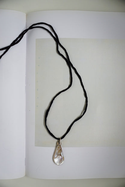 Sterling Baroque Pearl Pendant on Black Silk Cord