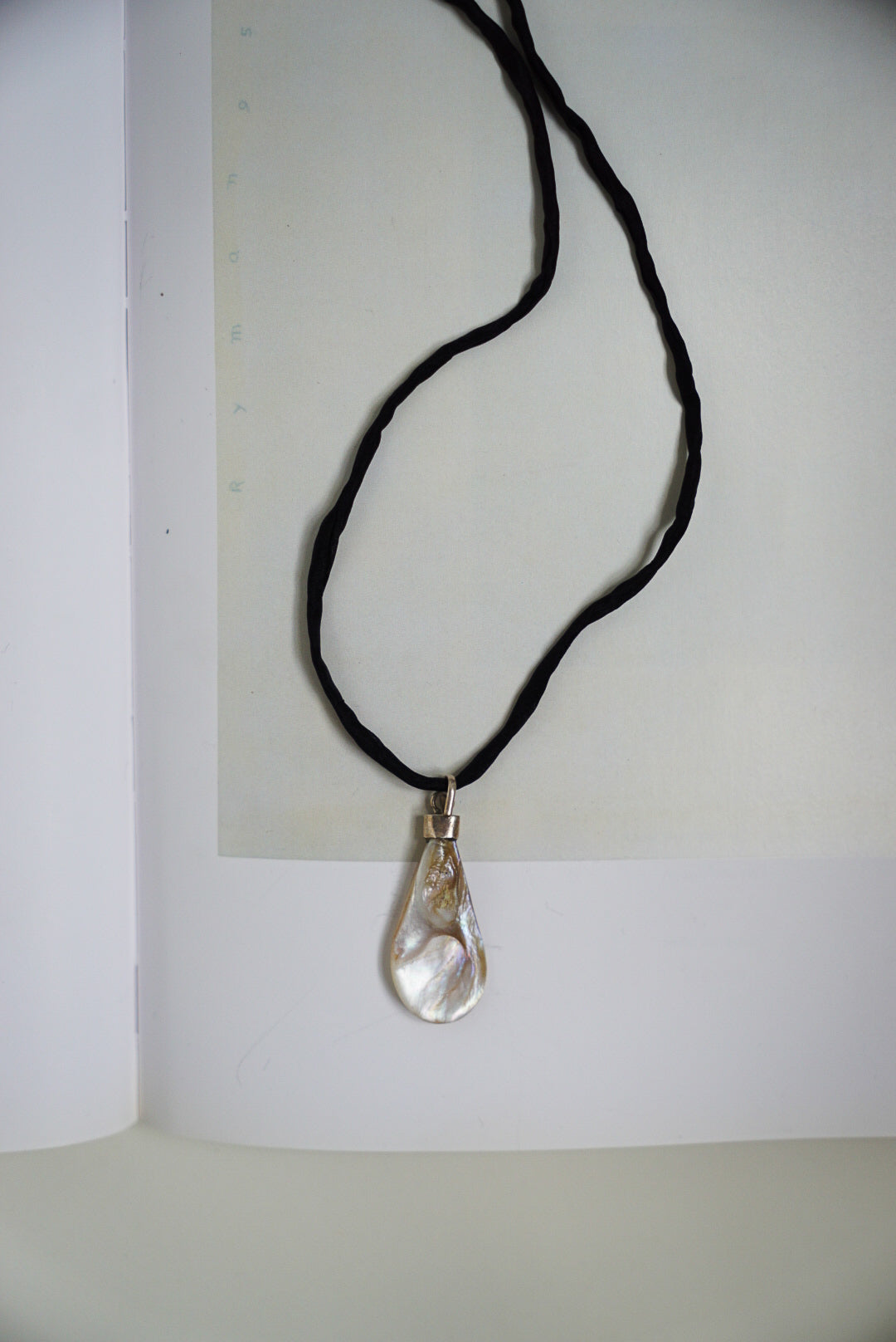 Sterling Baroque Pearl Pendant on Black Silk Cord