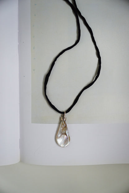 Sterling Baroque Pearl Pendant on Black Silk Cord
