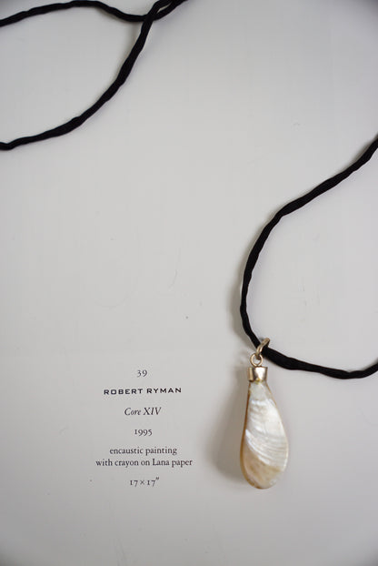 Sterling Baroque Pearl Pendant on Black Silk Cord