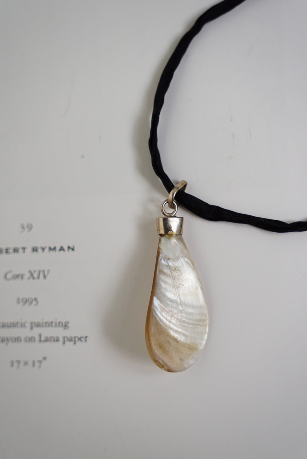 Sterling Baroque Pearl Pendant on Black Silk Cord
