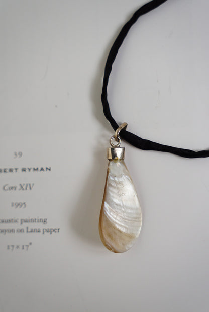 Sterling Baroque Pearl Pendant on Black Silk Cord