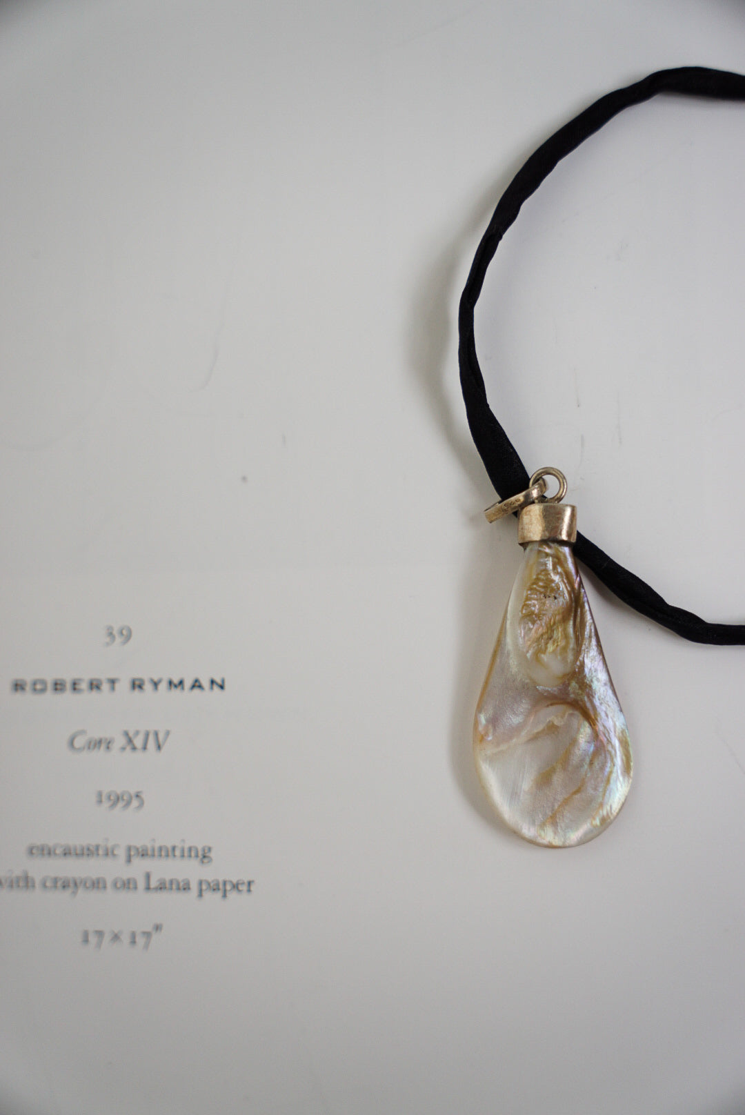Sterling Baroque Pearl Pendant on Black Silk Cord