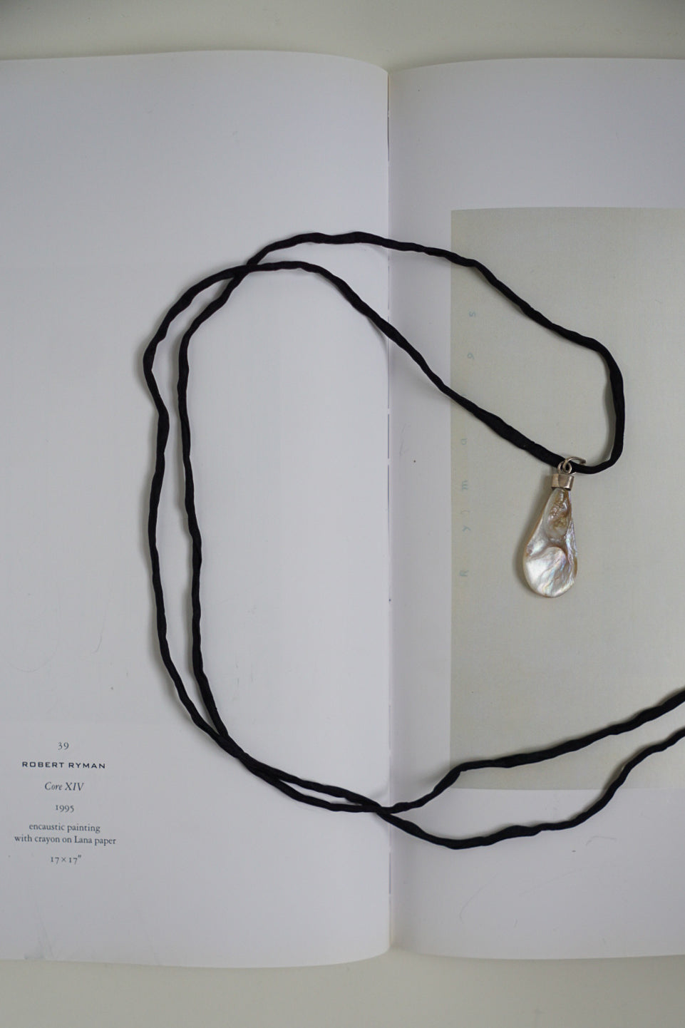 Sterling Baroque Pearl Pendant on Black Silk Cord