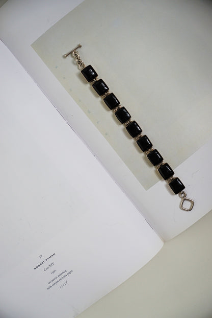 Mexican Sterling Onyx Link Toggle Bracelet